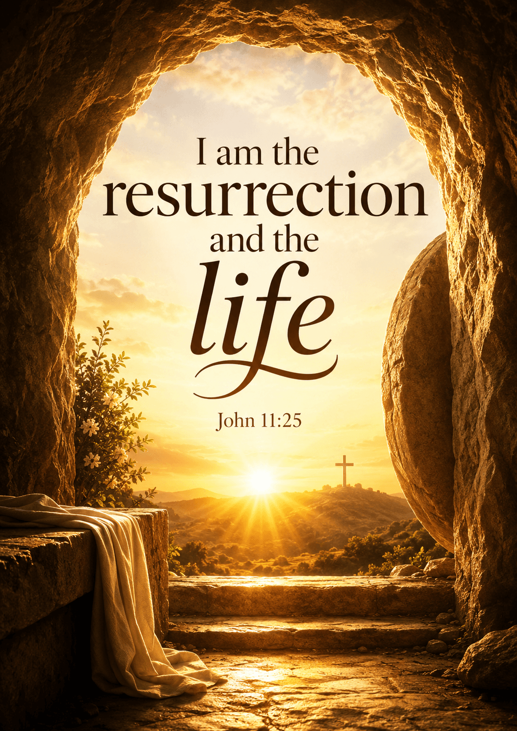 I am the resurrection and the life John 11:25 Cinematic Christian Bible Verse Poster printable poster preview