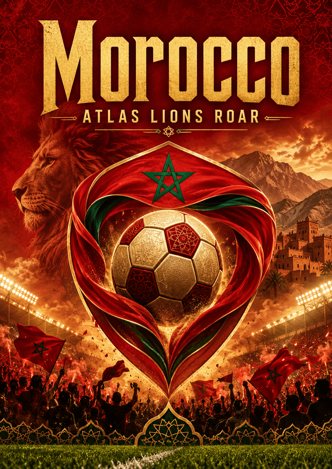 Morocco Atlas Lions Football Pride Poster printable poster preview
