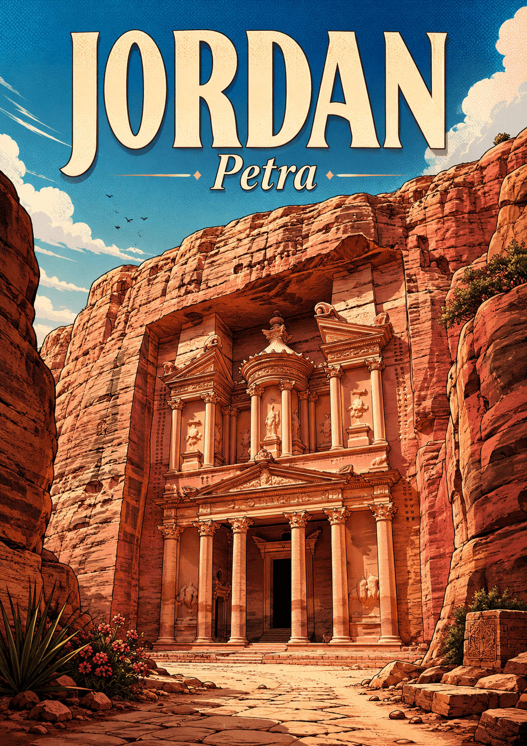 Petra Jordan Comic Illustration Travel Poster printable poster preview