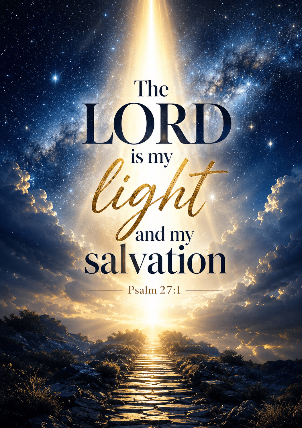 The LORD is my light and my salvation Psalm 27:1 Cinematic Christian Bible Verse Poster printable poster preview