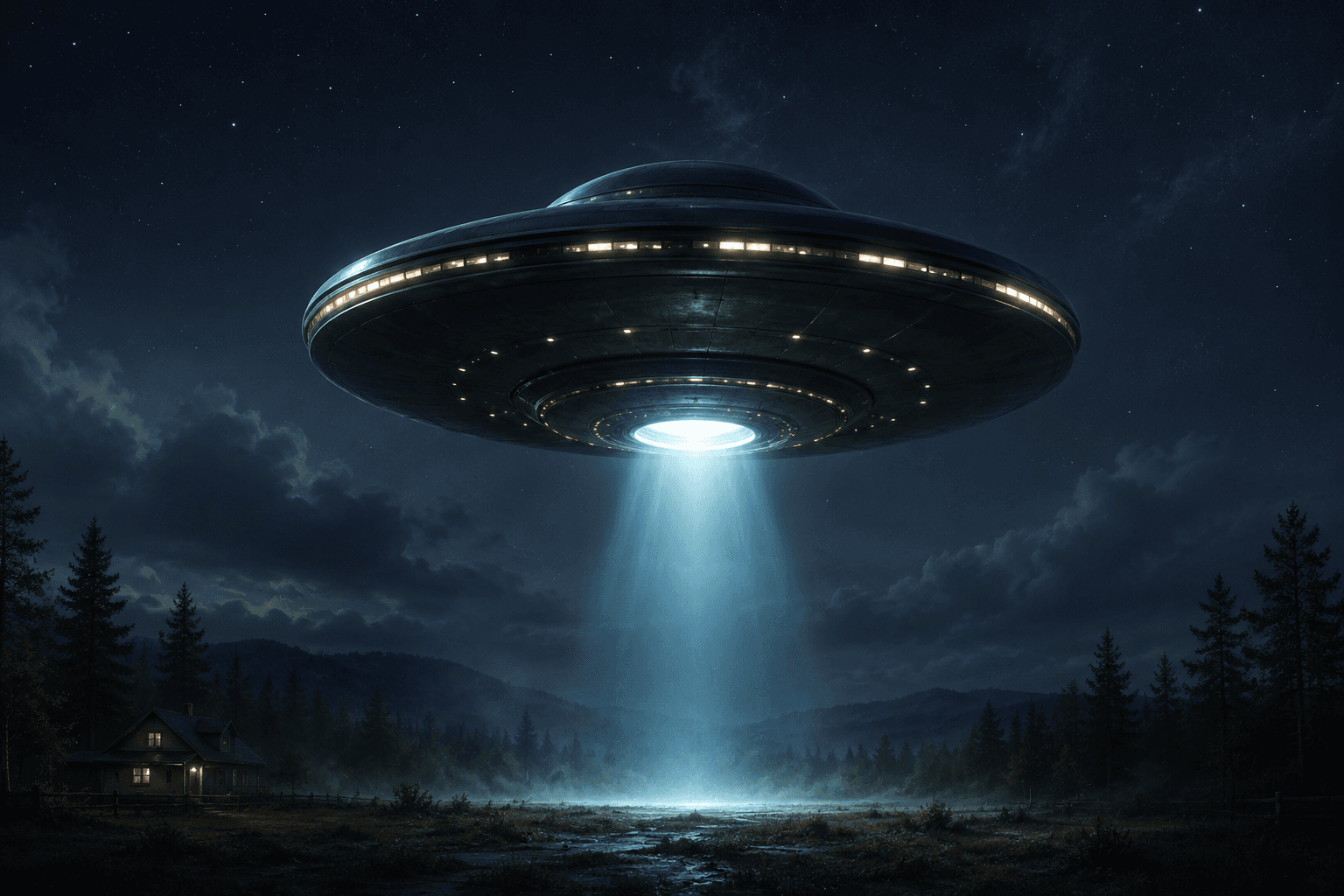 UFO forest abduction wall art printable poster preview