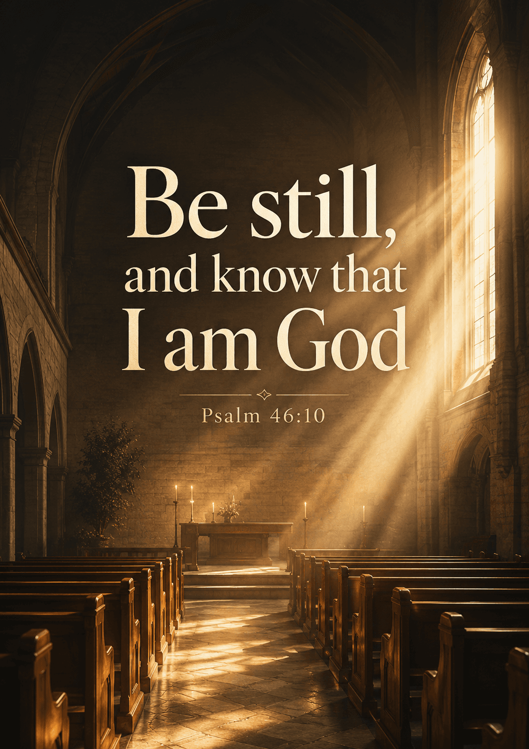 Be still, and know that I am God Psalm 46:10 Cinematic Christian Bible Verse Poster printable poster preview