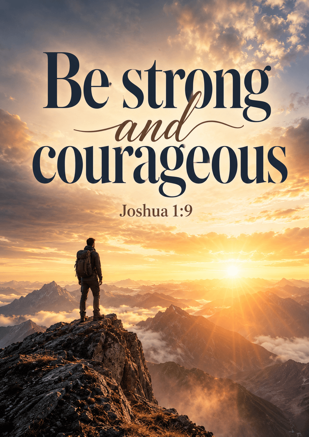 Be strong and courageous Joshua 1:9 Cinematic Christian Bible Verse Poster printable poster preview