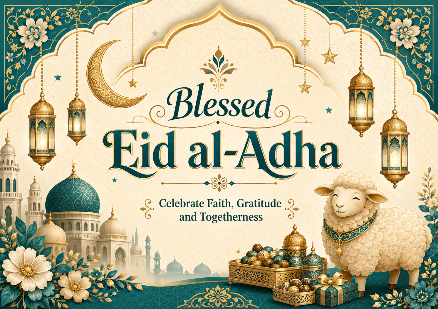 Blessed Eid al-Adha Family Celebration Poster printable poster preview