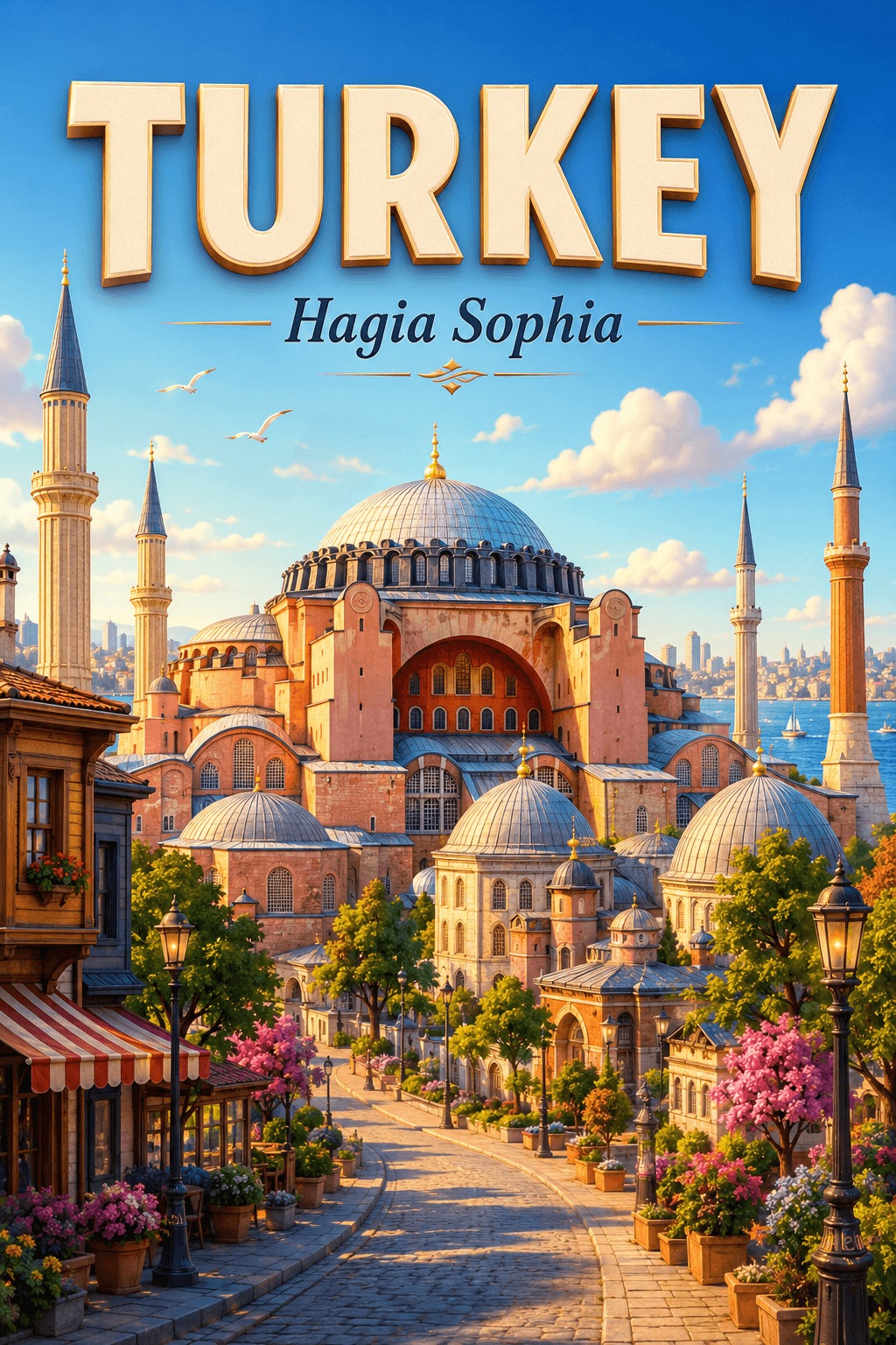 Hagia Sophia Turkey Cinematic 3D Cartoon Travel Poster printable poster preview