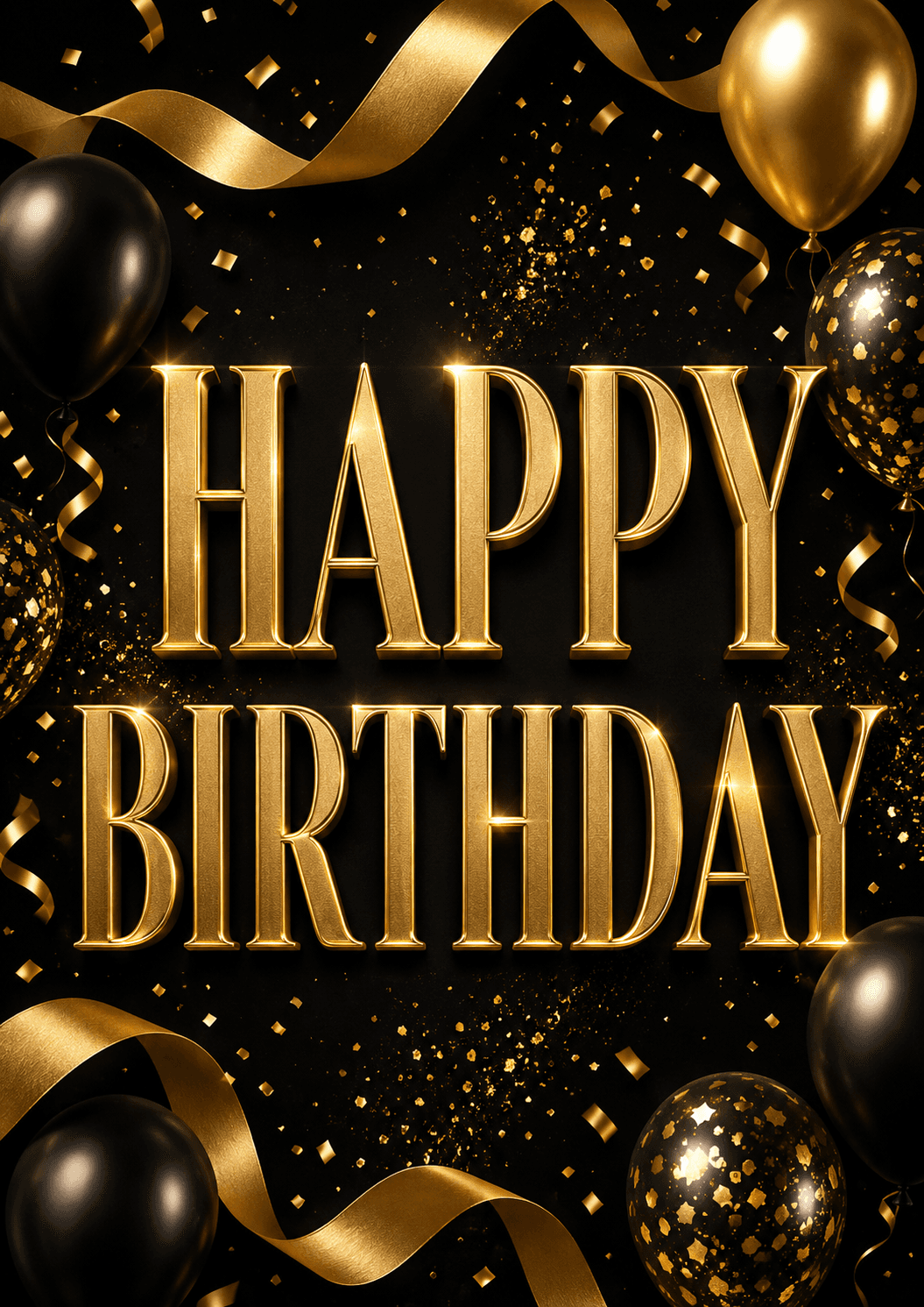 Happy Birthday Black and Gold Adult Birthday Poster printable poster preview