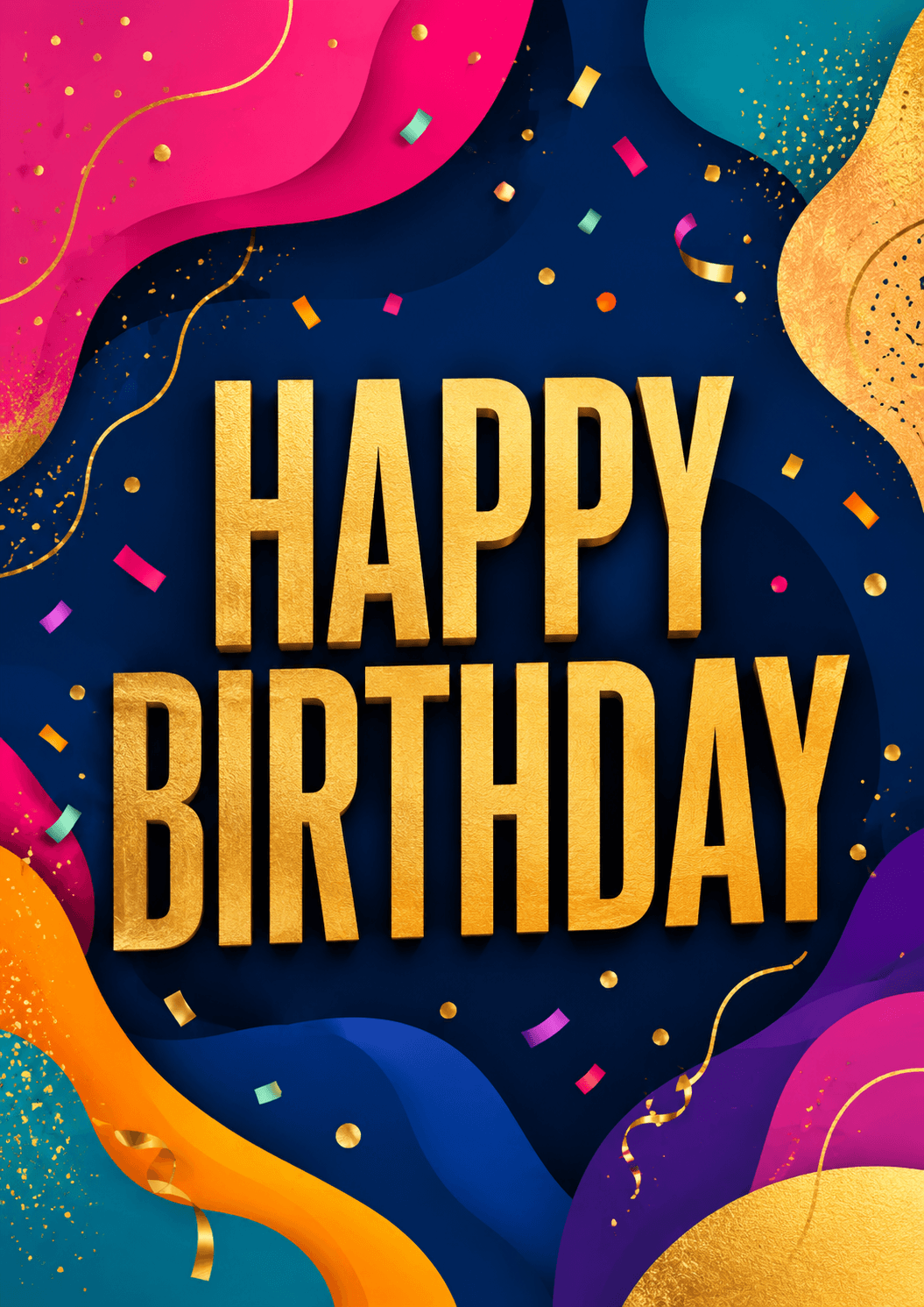 Happy Birthday Colorful Abstract Adult Birthday Poster printable poster preview