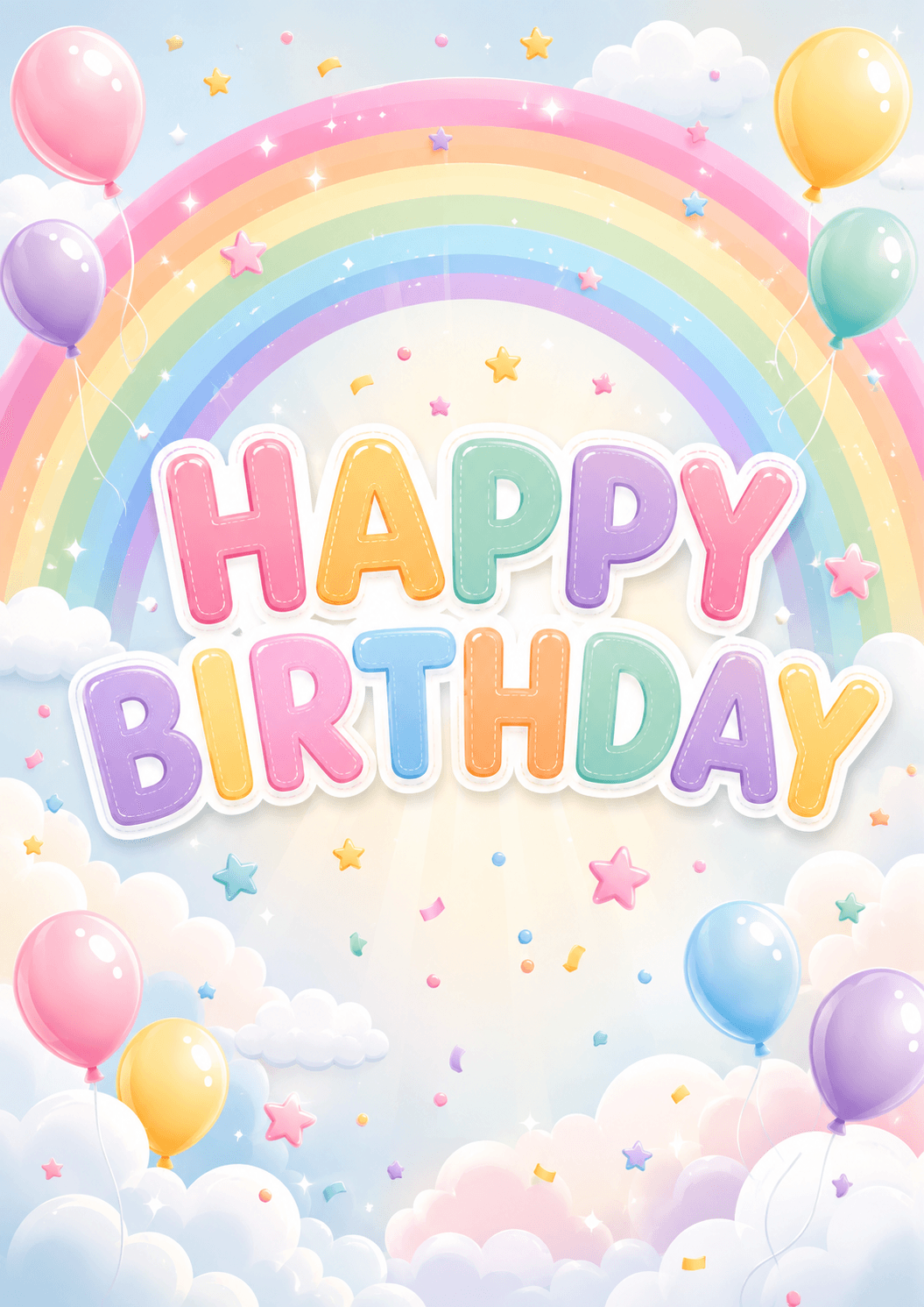 Happy Birthday Rainbow Kids Birthday Poster printable poster preview