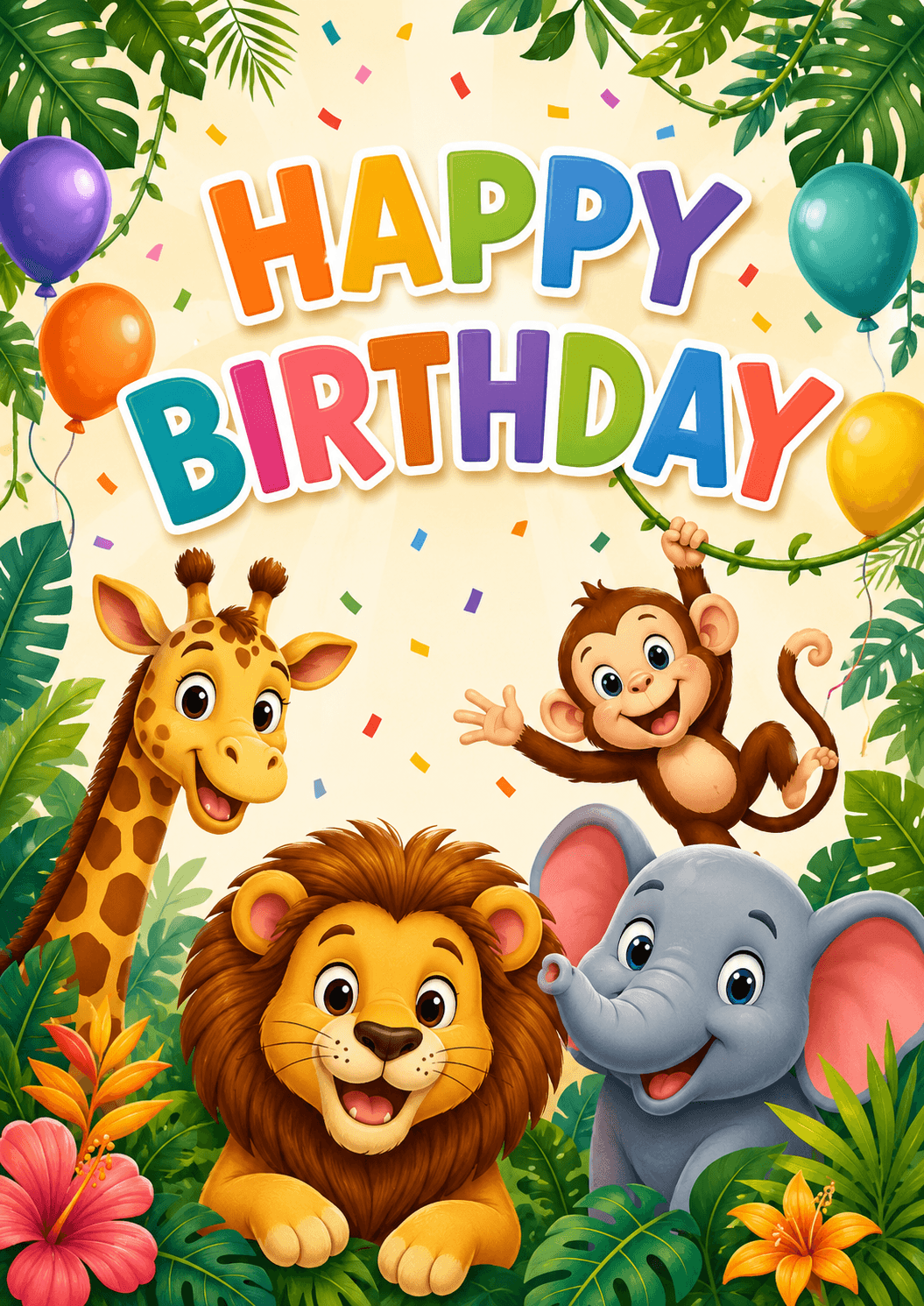 Happy Birthday Safari Jungle Kids Birthday Poster printable poster preview