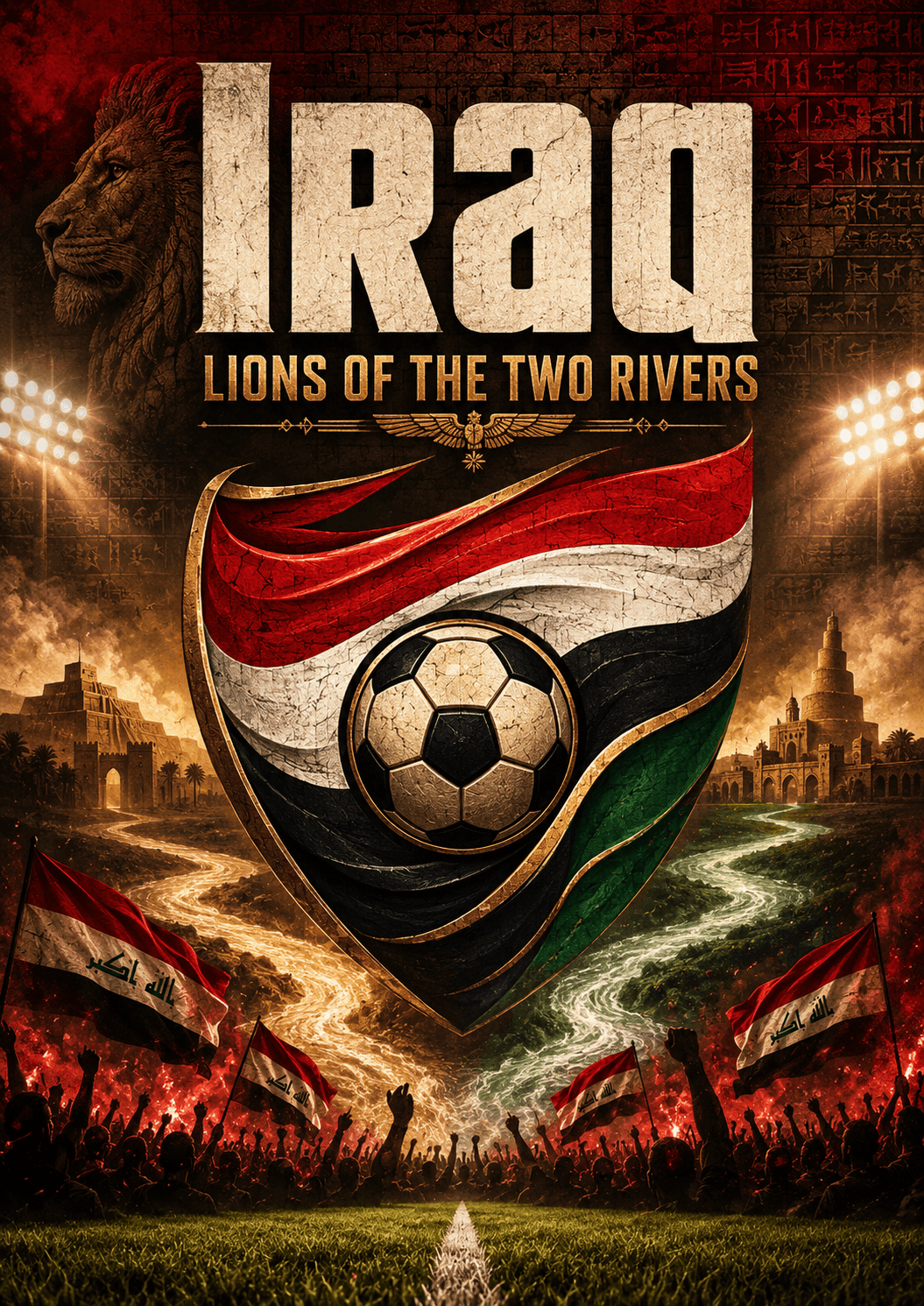Iraq Lions of the Two Rivers Football Pride Poster printable poster preview