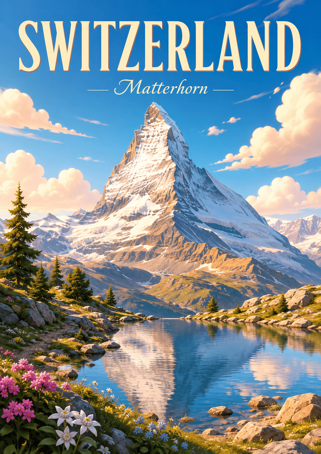 Matterhorn Switzerland Cinematic 3D Cartoon Nature Poster printable poster preview