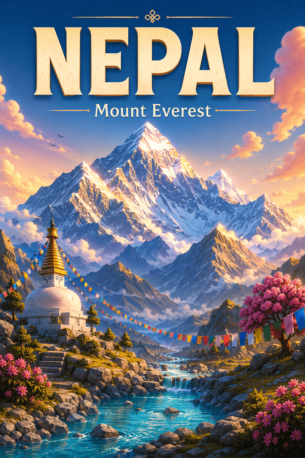 Mount Everest Nepal Cinematic 3D Cartoon Nature Poster printable poster preview