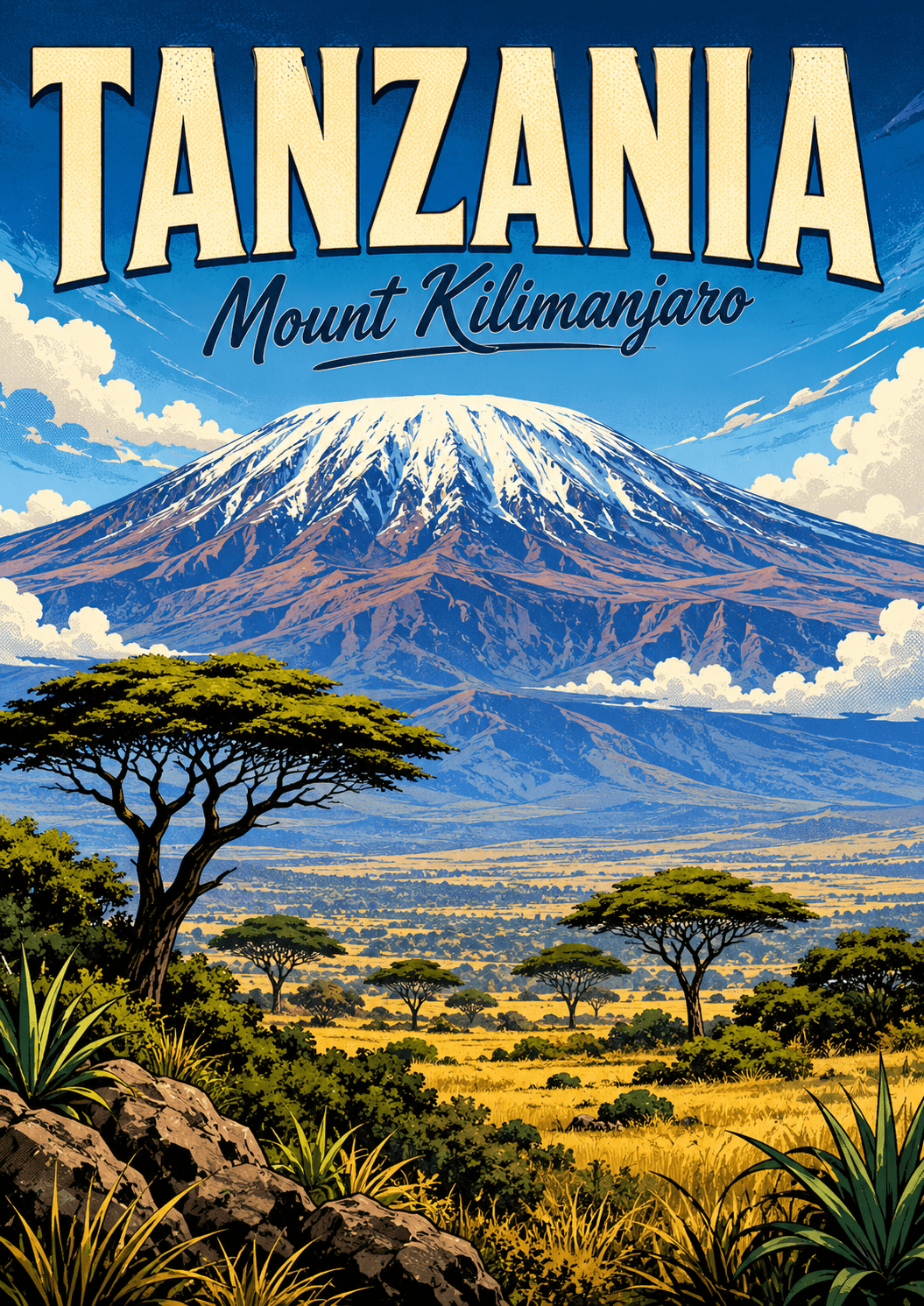 Mount Kilimanjaro Tanzania Comic Illustration Nature Poster printable poster preview