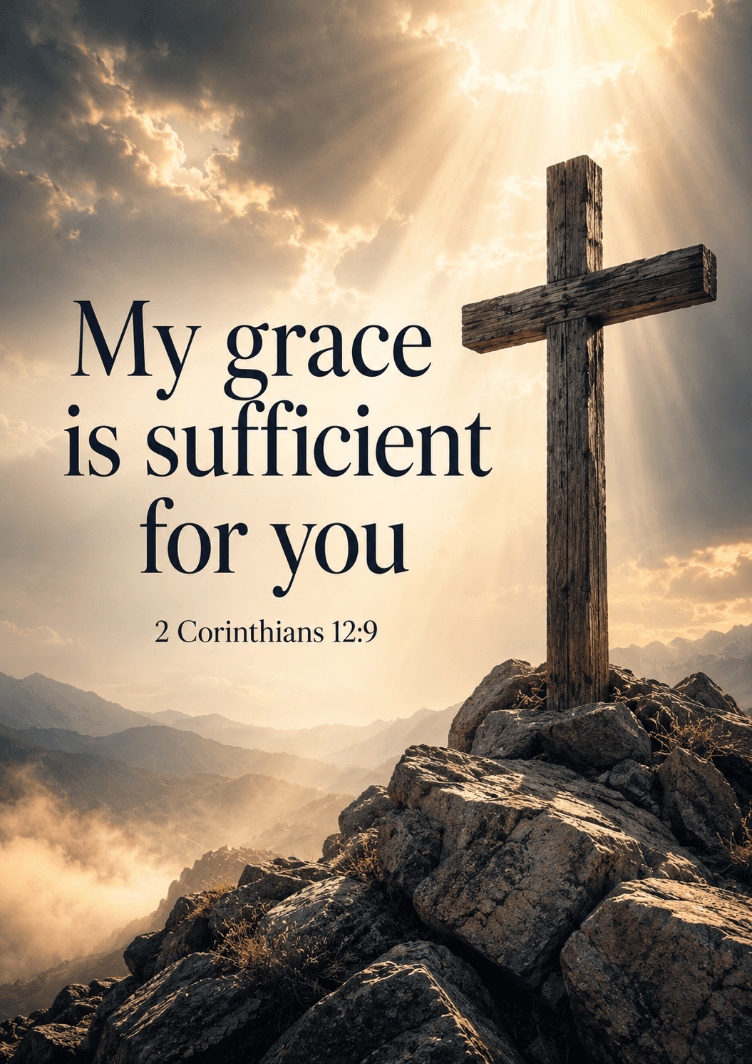 My grace is sufficient for you 2 Corinthians 12:9 Cinematic Christian Bible Verse Poster printable poster preview