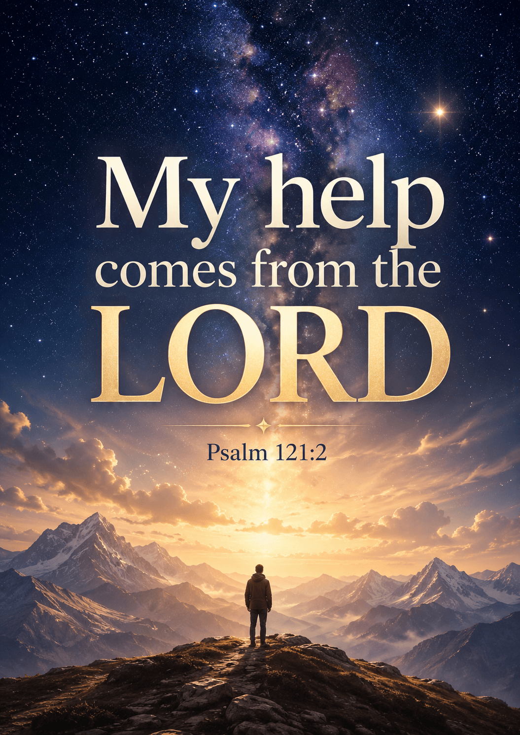 My help comes from the LORD Psalm 121:2 Cinematic Christian Bible Verse Poster printable poster preview