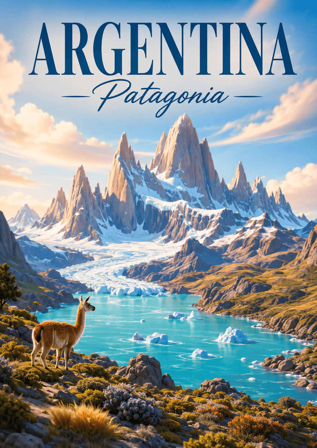 Patagonia Argentina Cinematic 3D Cartoon Nature Poster printable poster preview