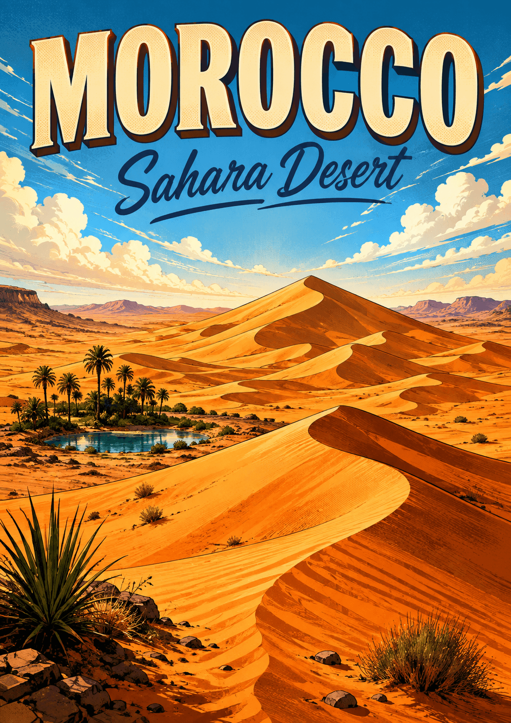 Sahara Desert Morocco Comic Illustration Nature Poster printable poster preview