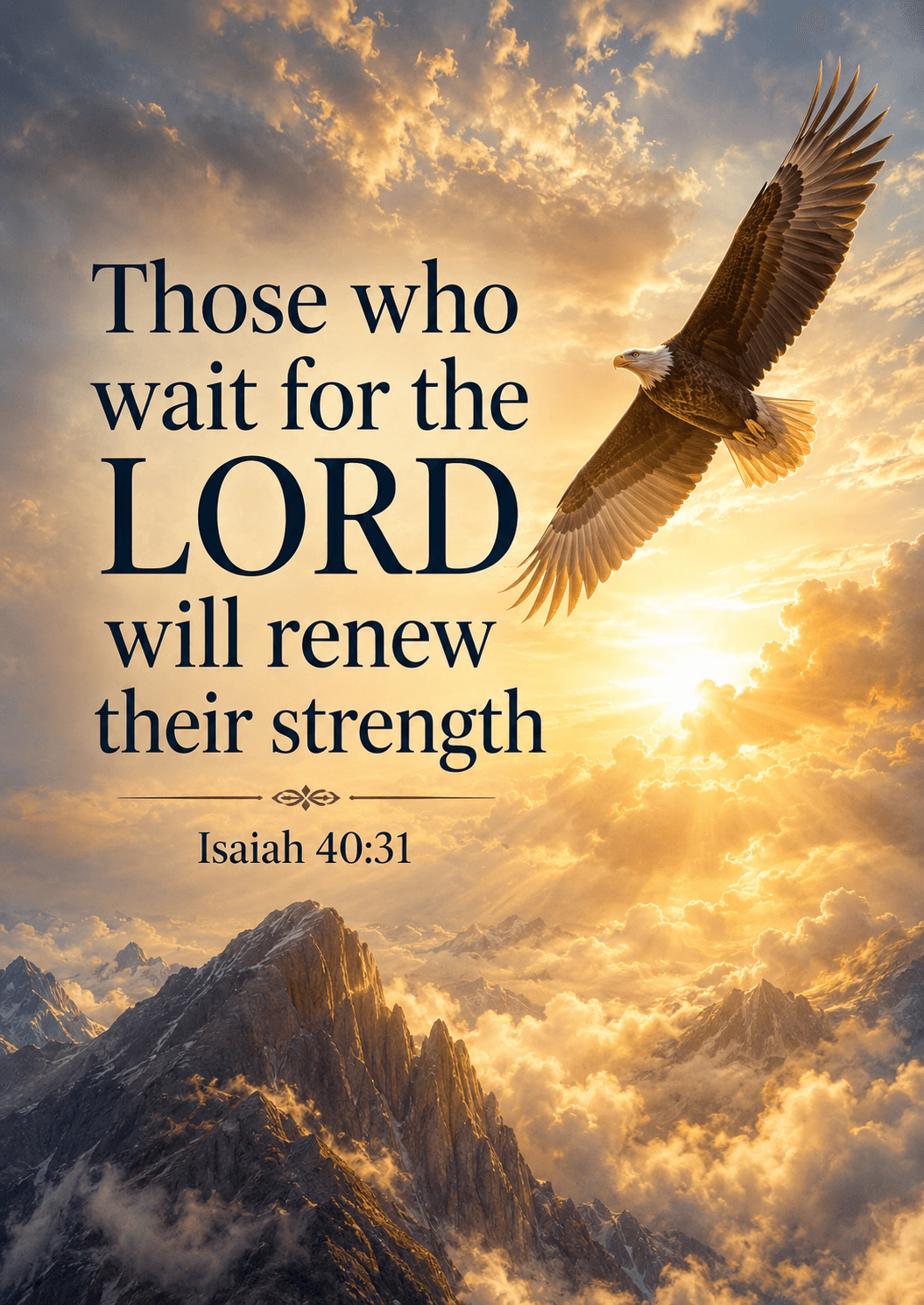 Those who wait for the LORD will renew their strength Isaiah 40:31 Cinematic Christian Bible Verse Poster printable poster preview