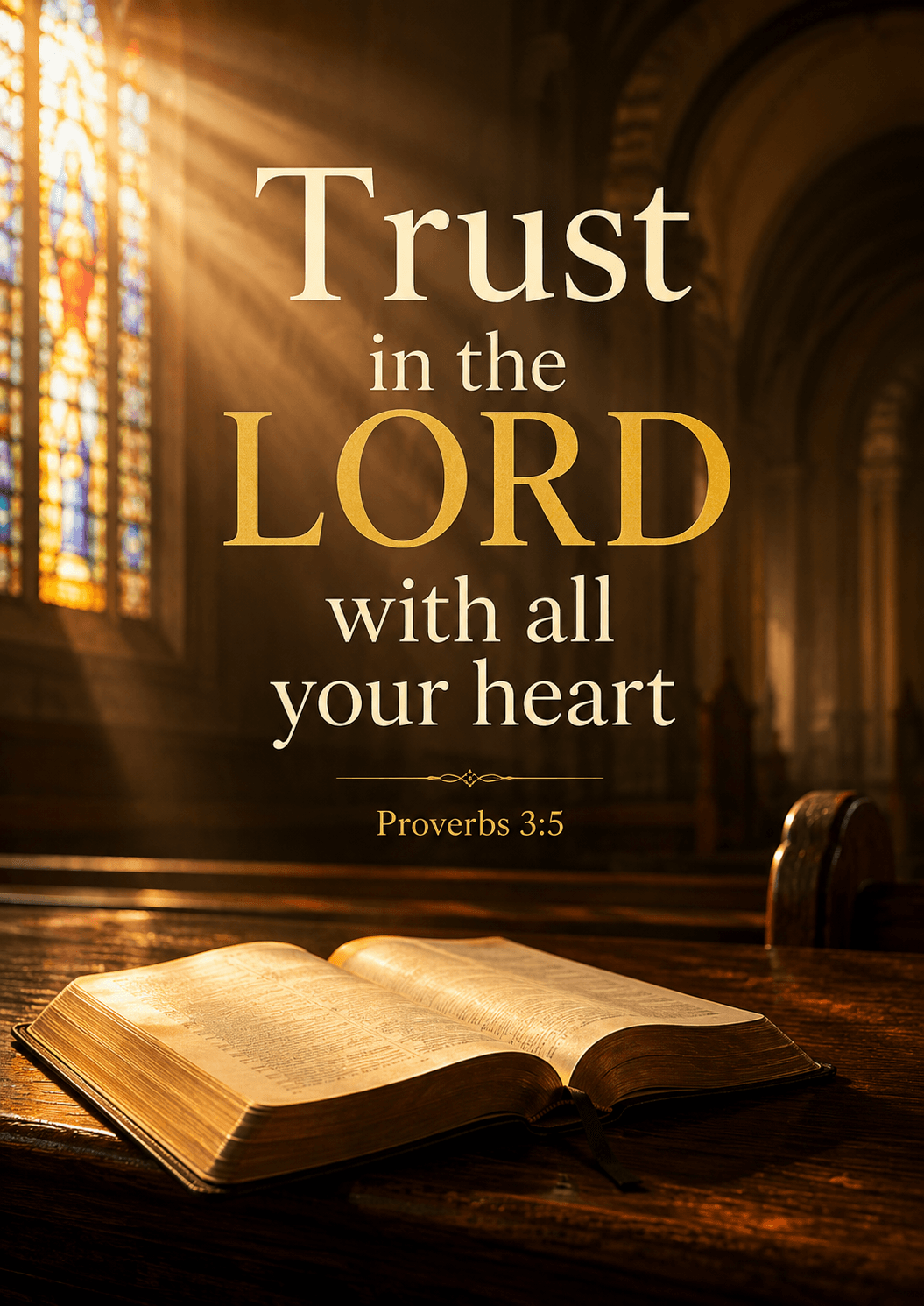 Trust in the LORD with all your heart Proverbs 3:5 Cinematic Christian Bible Verse Poster printable poster preview