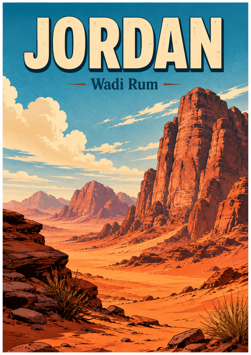 Wadi Rum Jordan Comic Illustration Nature Poster printable poster preview