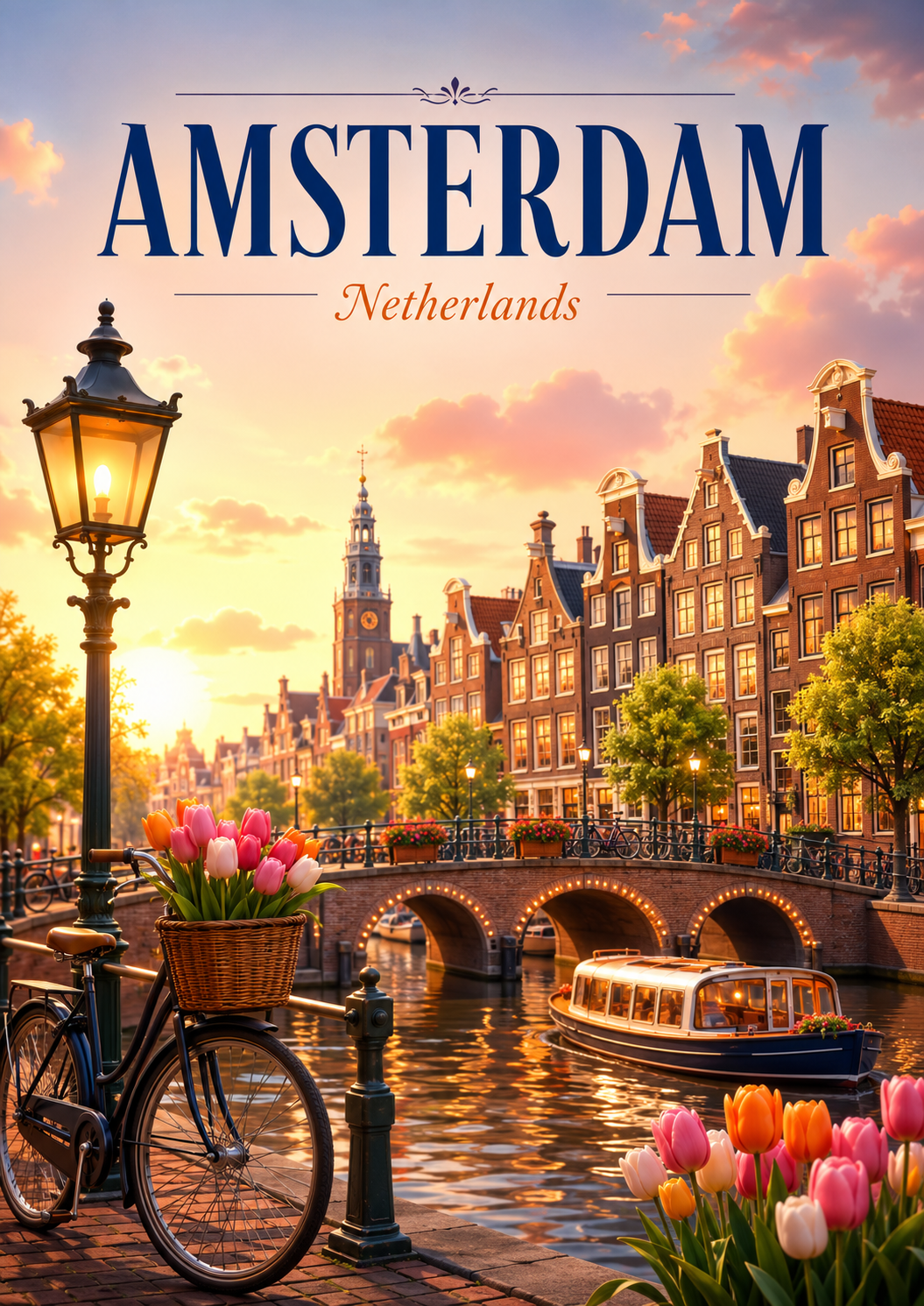 Amsterdam Netherlands Cinematic 3D Cartoon City Poster poster design preview