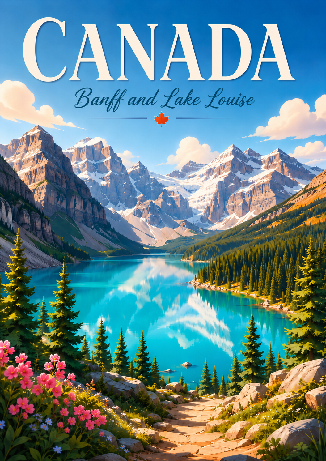 Banff and Lake Louise Canada Cinematic 3D Cartoon Nature Poster poster design preview
