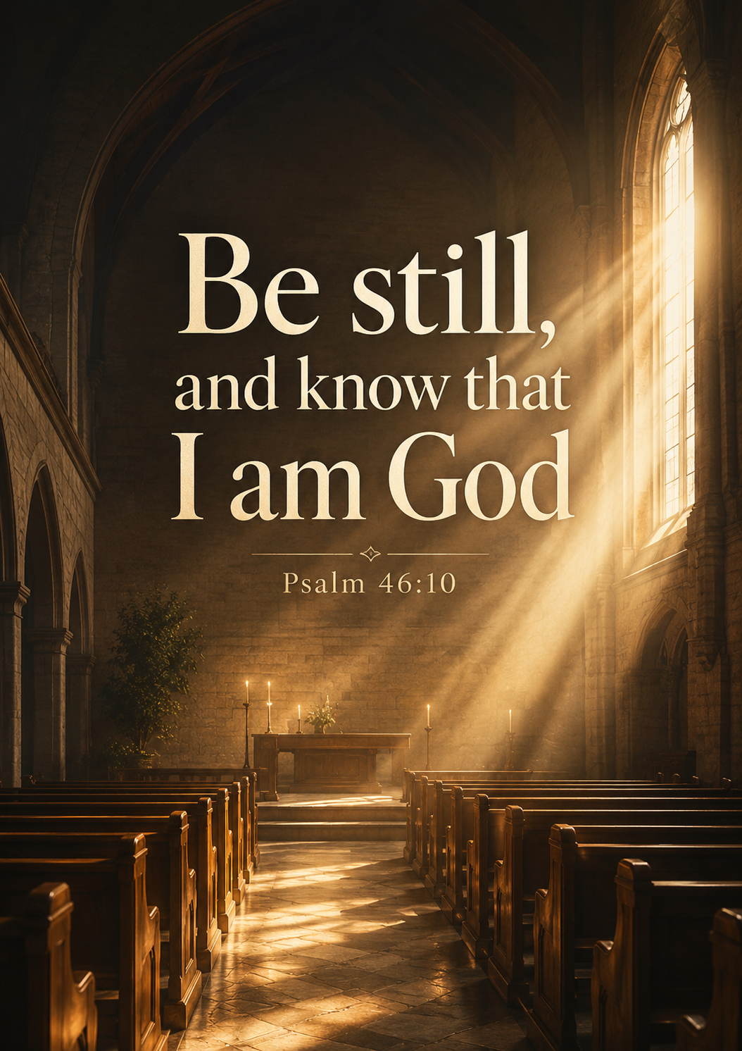 Be still, and know that I am God Psalm 46:10 Cinematic Christian Bible Verse Poster poster design preview