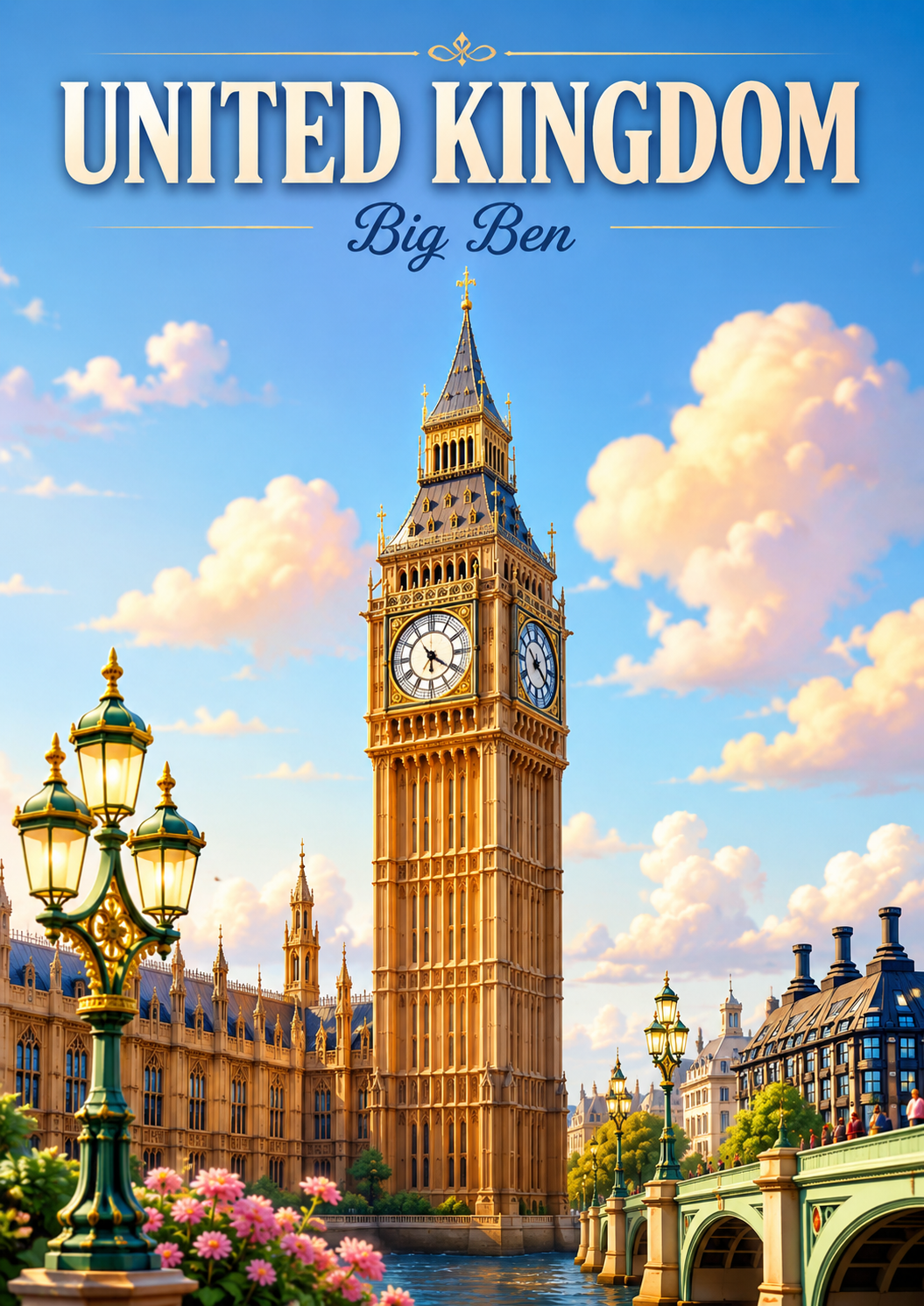 Big Ben United Kingdom Cinematic 3D Cartoon Travel Poster poster design preview