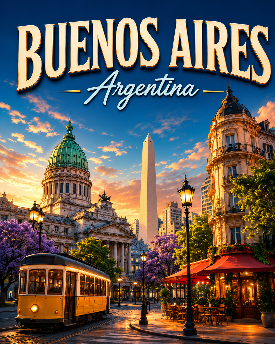 Buenos Aires Argentina Cinematic 3D Cartoon City Poster poster design preview
