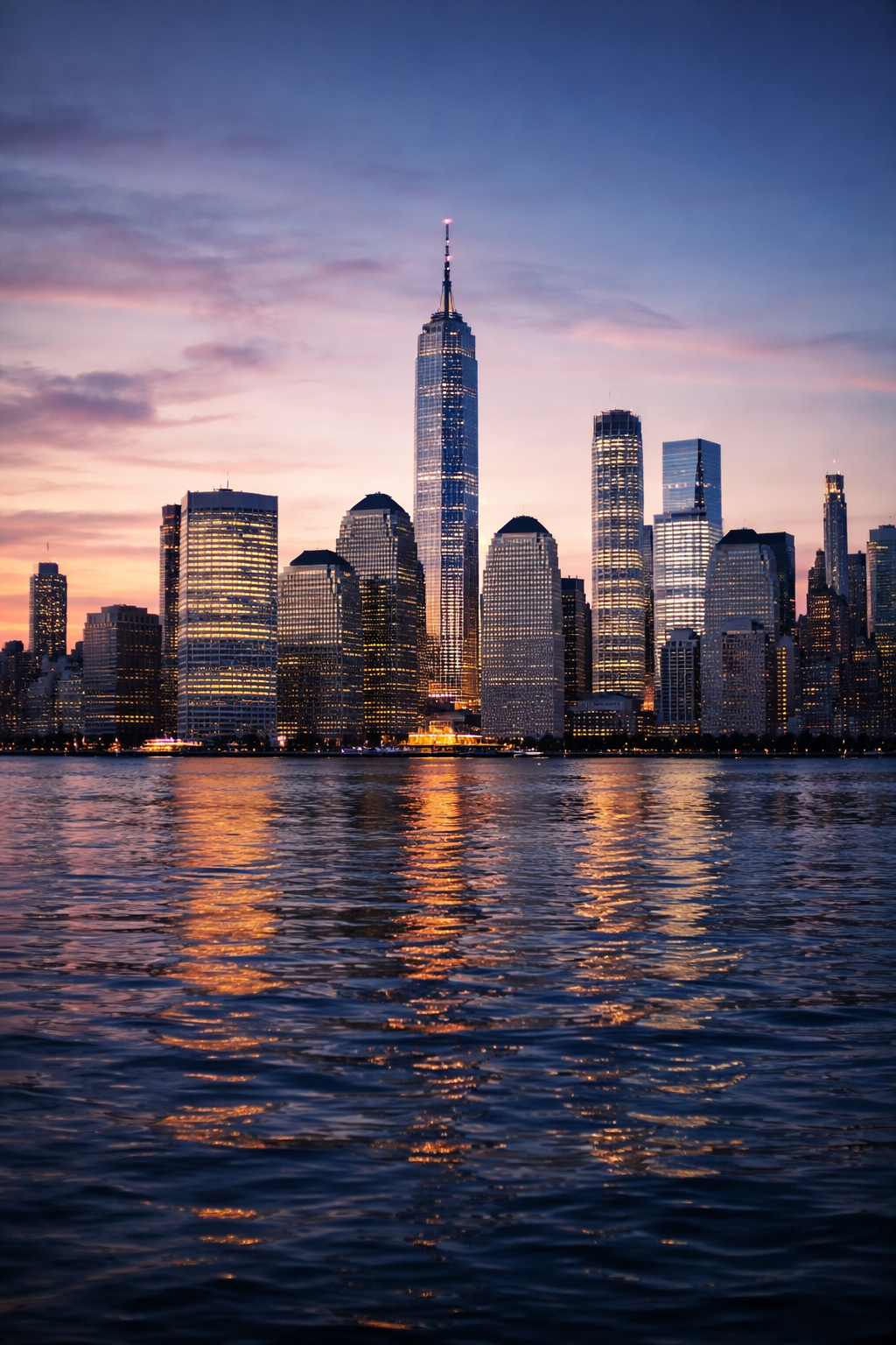 City waterfront skyline photo poster design preview