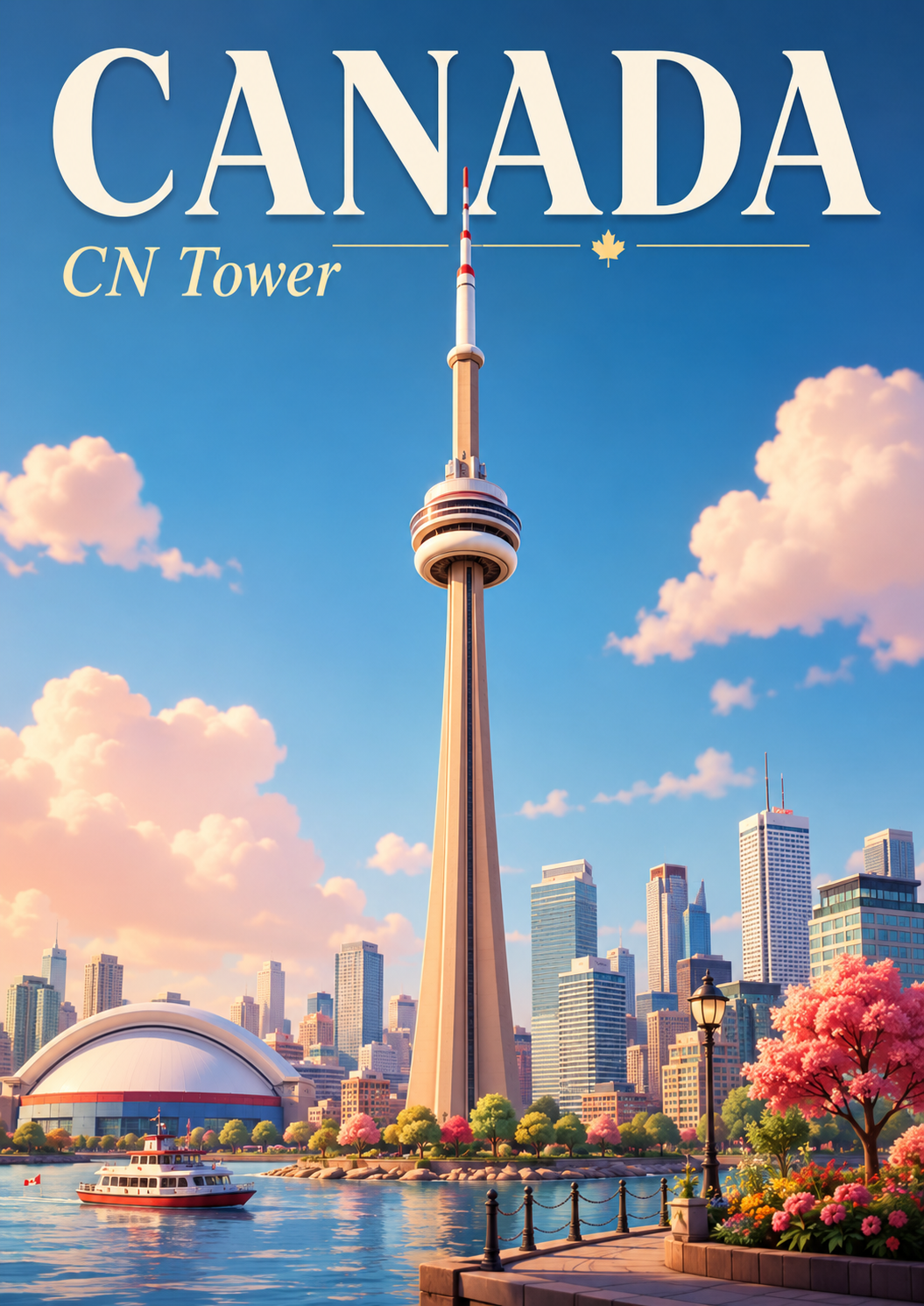 CN Tower Canada Cinematic 3D Cartoon Travel Poster poster design preview
