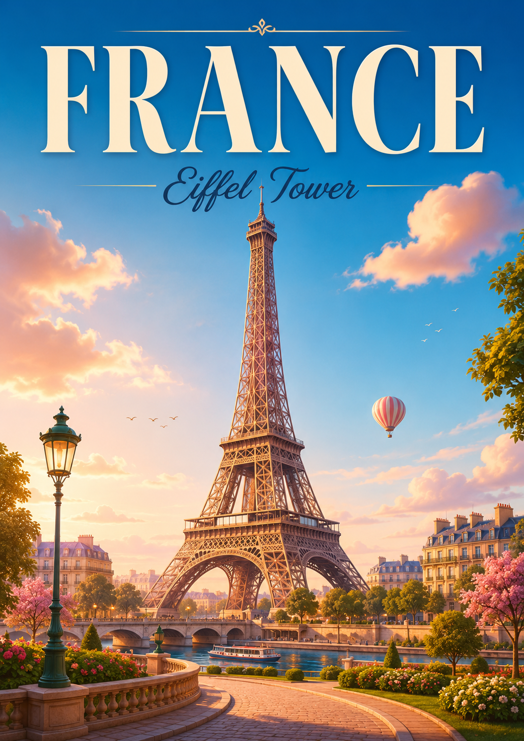 Eiffel Tower France Cinematic 3D Cartoon Travel Poster poster design preview