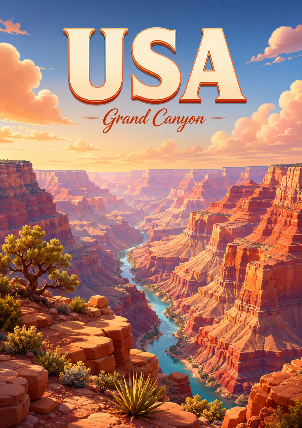Grand Canyon United States Cinematic 3D Cartoon Nature Poster poster design preview