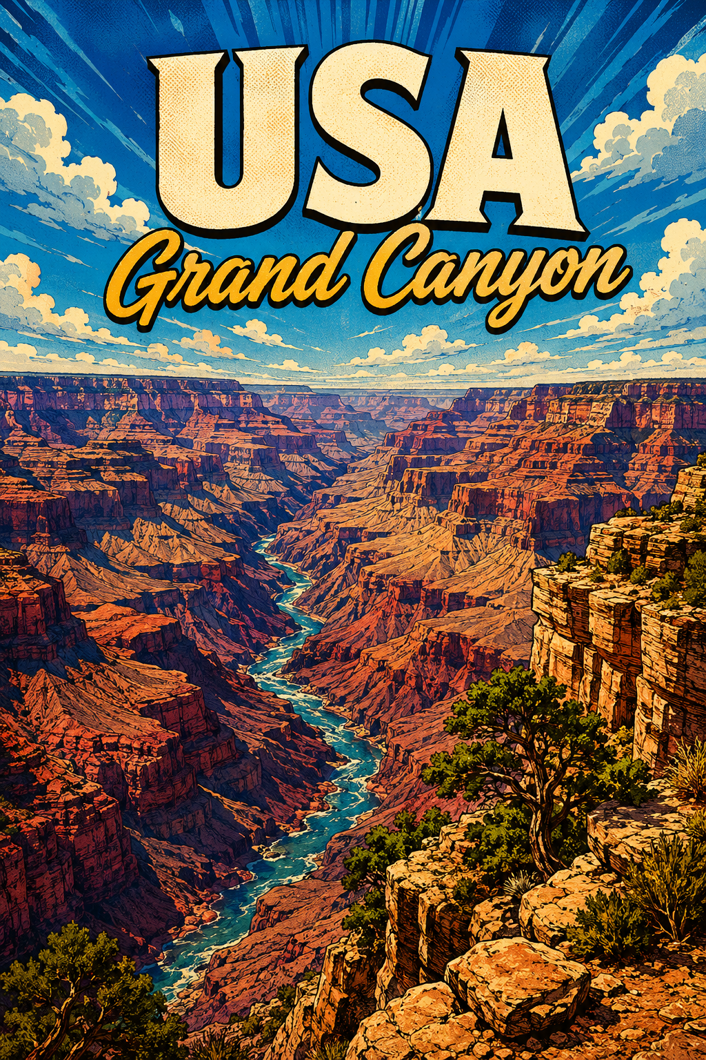 Grand Canyon United States Comic Illustration Nature Poster poster design preview