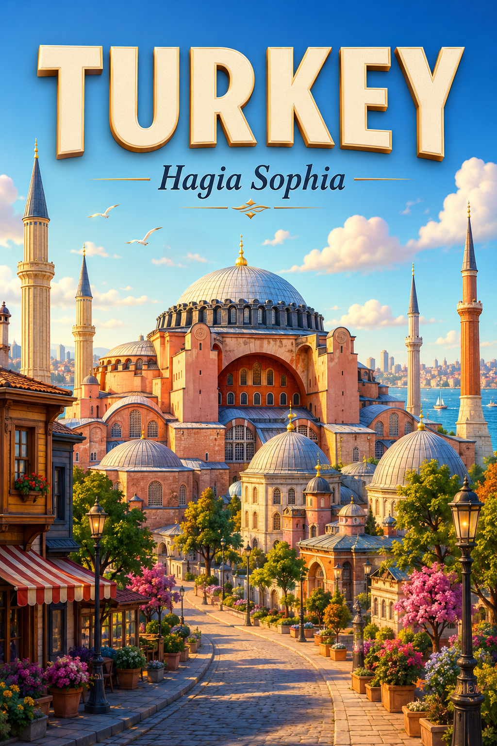 Hagia Sophia Turkey Cinematic 3D Cartoon Travel Poster poster design preview