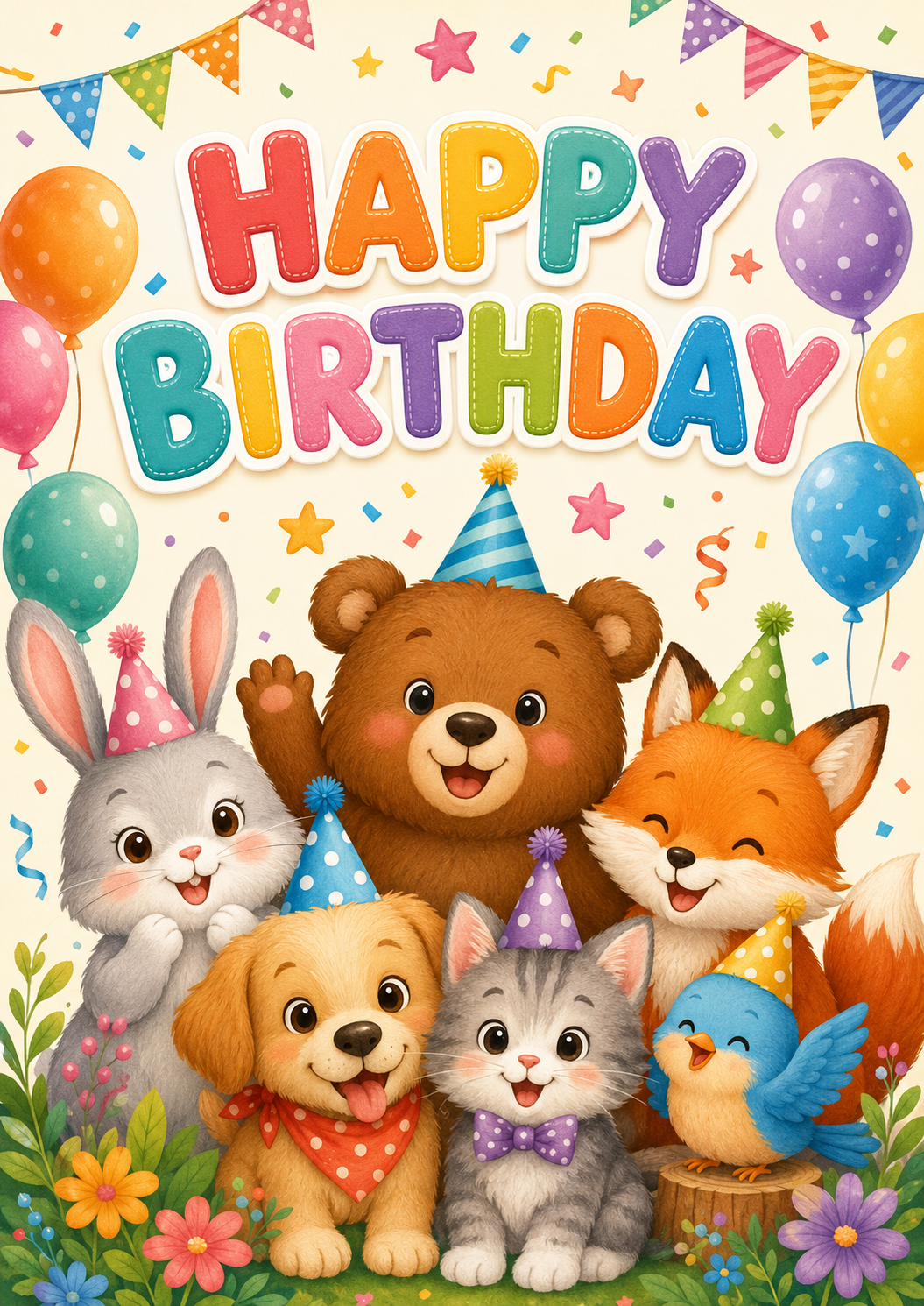 Poster Ulang Tahun Anak Hewan Lucu Selamat Ulang Tahun poster design preview