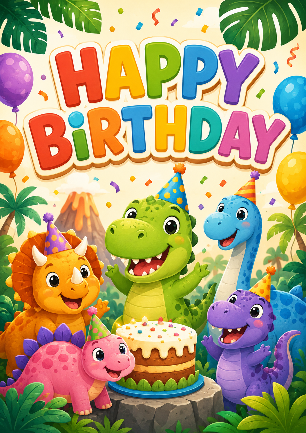 Poster Ulang Tahun Anak Dinosaurus Selamat Ulang Tahun poster design preview