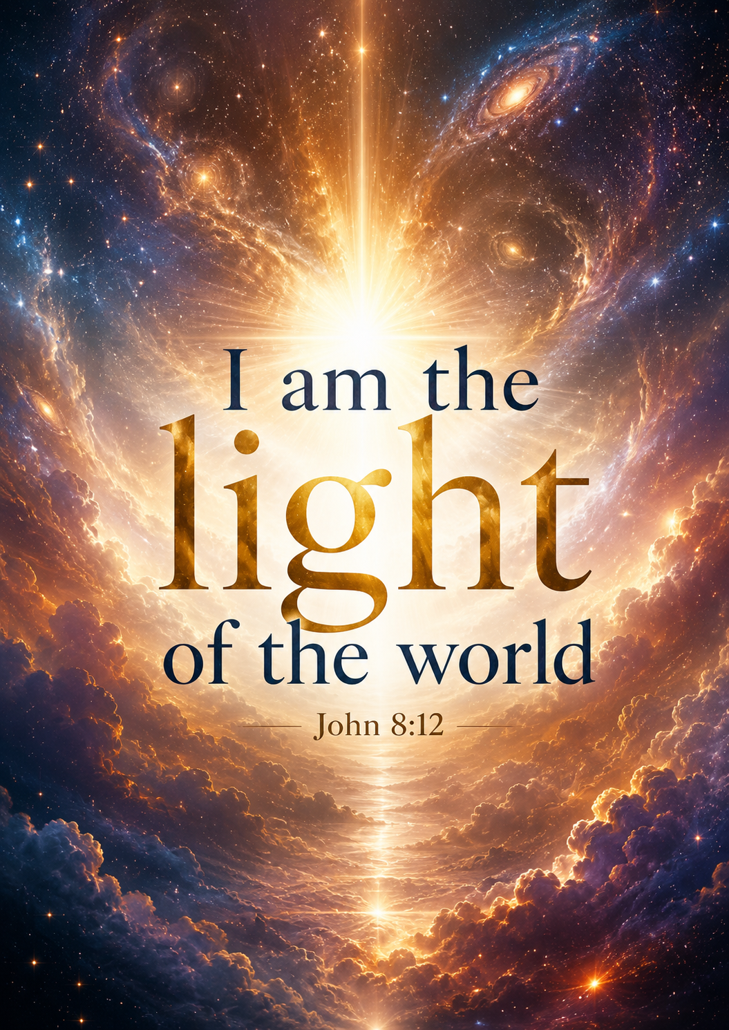 I am the light of the world John 8:12 Cinematic Christian Bible Verse Poster poster design preview