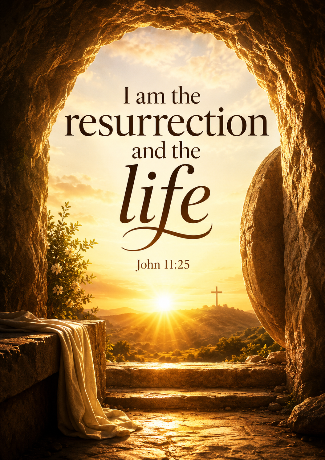 I am the resurrection and the life John 11:25 Cinematic Christian Bible Verse Poster poster design preview