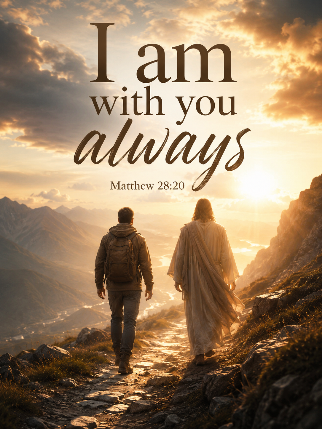 I am with you always Matthew 28:20 Cinematic Christian Bible Verse Poster poster design preview