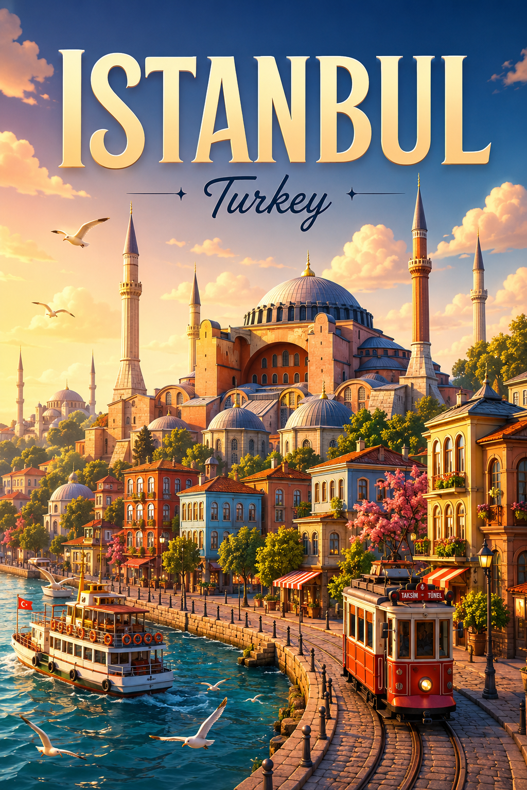 Istanbul Turkey Cinematic 3D Cartoon City Poster poster design preview