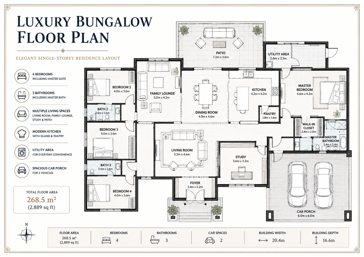 Luxury bungalow floor plan poster poster design preview