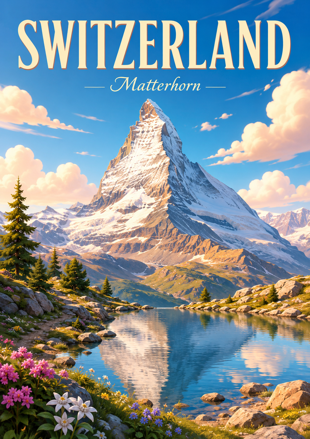 Matterhorn Switzerland Cinematic 3D Cartoon Nature Poster poster design preview