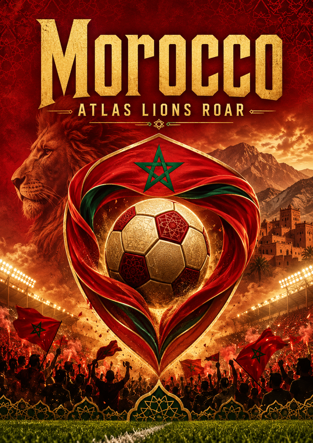 Morocco Atlas Lions Football Pride Poster poster design preview