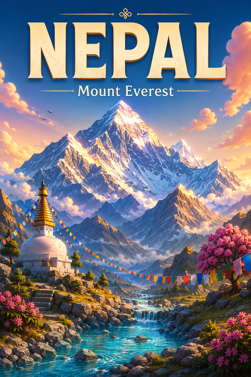 Mount Everest Nepal Cinematic 3D Cartoon Nature Poster poster design preview