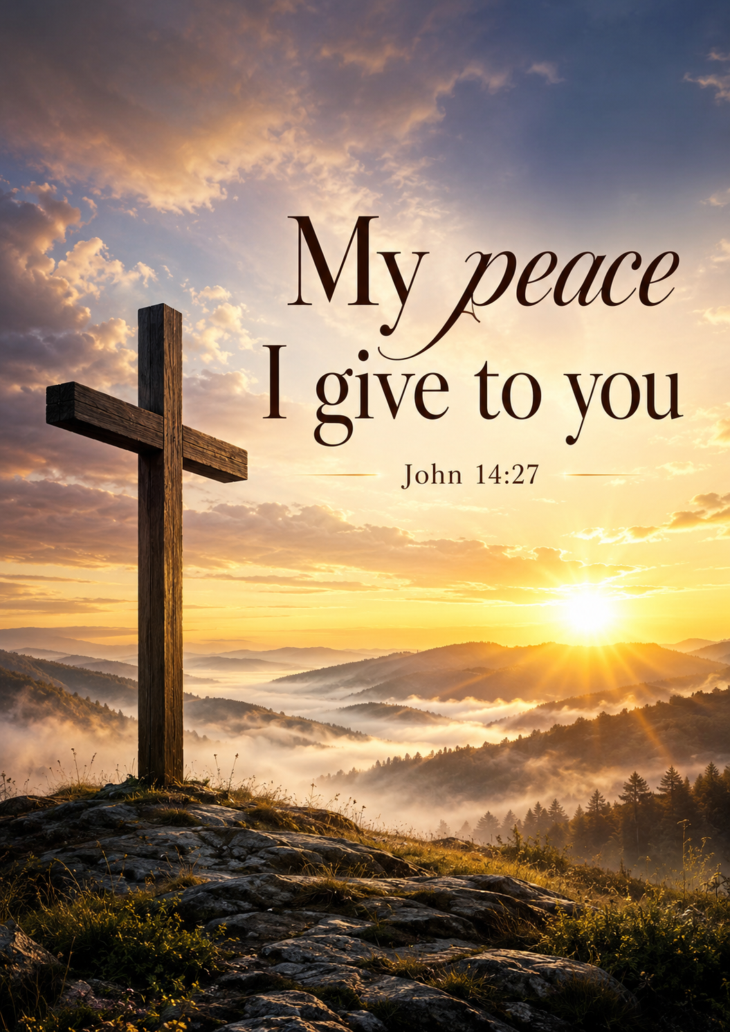 My peace I give to you John 14:27 Cinematic Christian Bible Verse Poster poster design preview