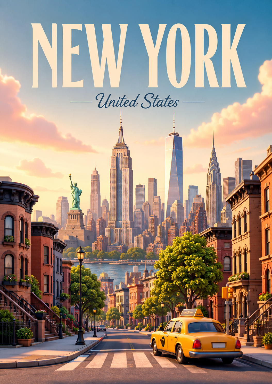 New York United States Cinematic 3D Cartoon City Poster poster design preview