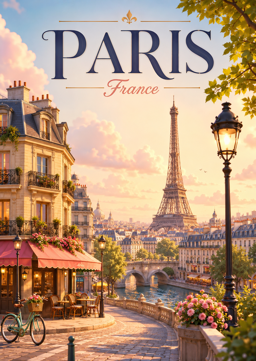 Paris France Cinematic 3D Cartoon City Poster poster design preview