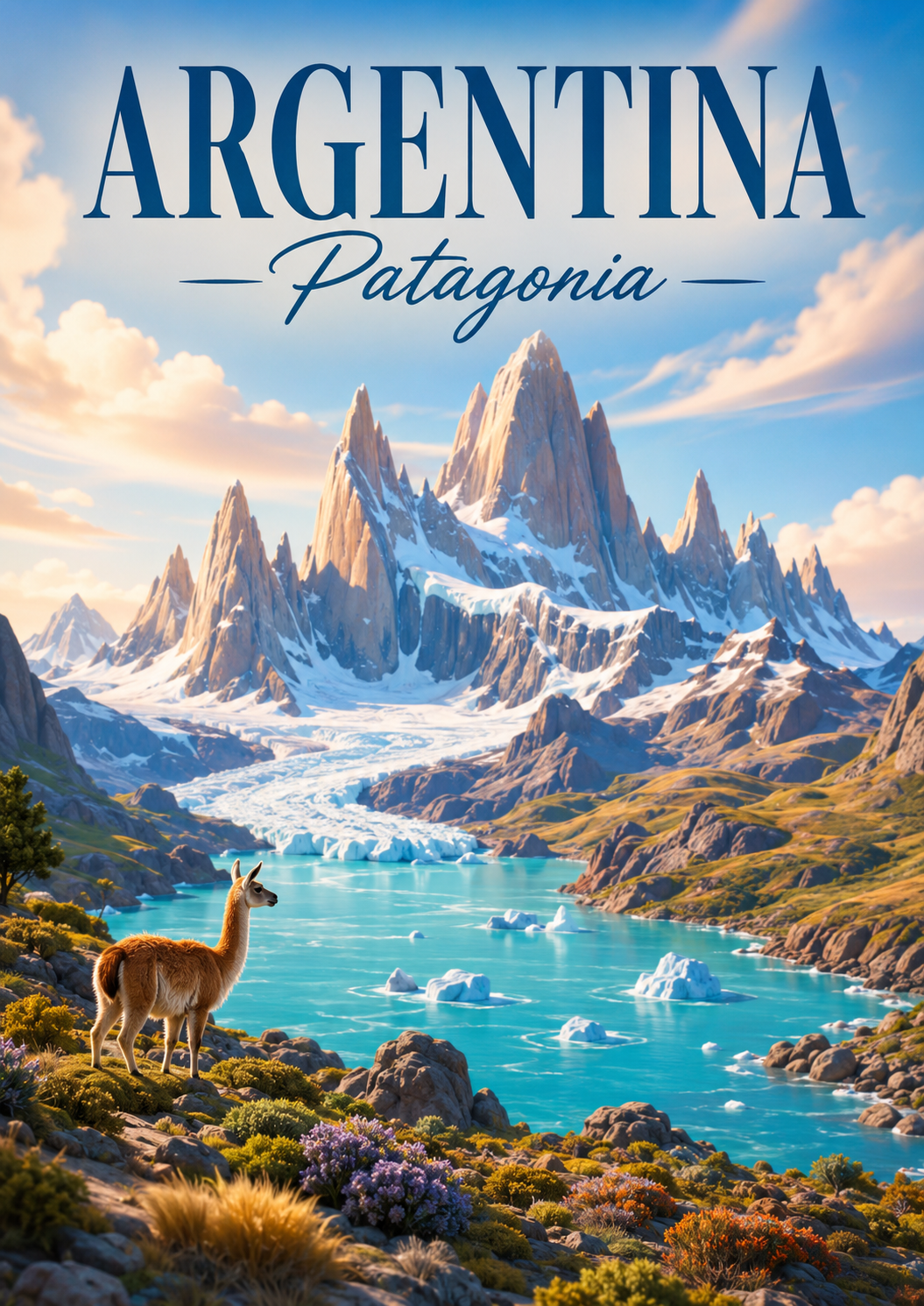 Patagonia Argentina Cinematic 3D Cartoon Nature Poster poster design preview