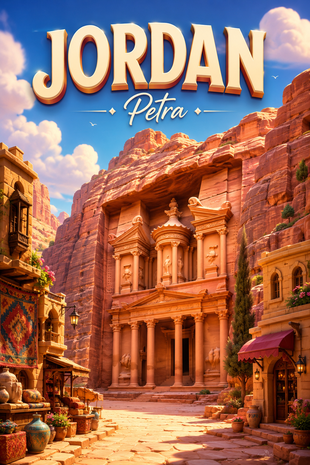Petra Jordan Cinematic 3D Cartoon Travel Poster poster design preview